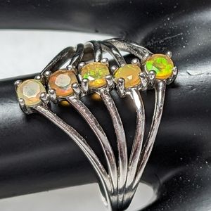 Orange fire Welo Ethiopian Opal Sterling Silver 925 ring size 8 NEW NWOT